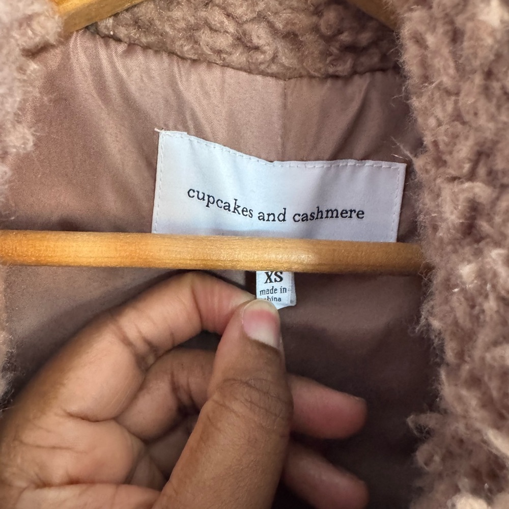 Cupcakes and cashmere Cozy Brown Teddy Coat with Striped Sweater - Picture 4 of 7